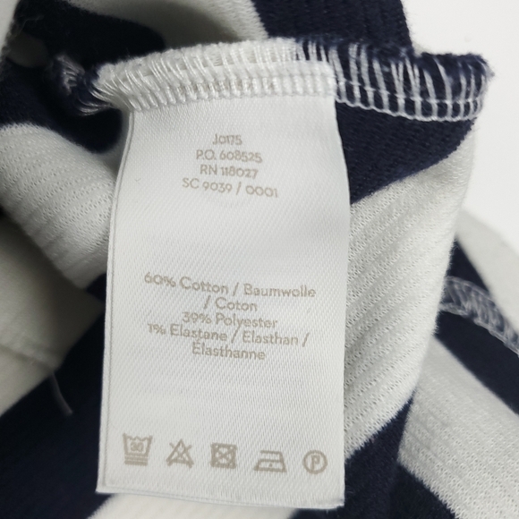 Boden Anthropologie Navy White Stripe Cowl Bateau Neck Sweater Top Sz 4 - Picture 10 of 11